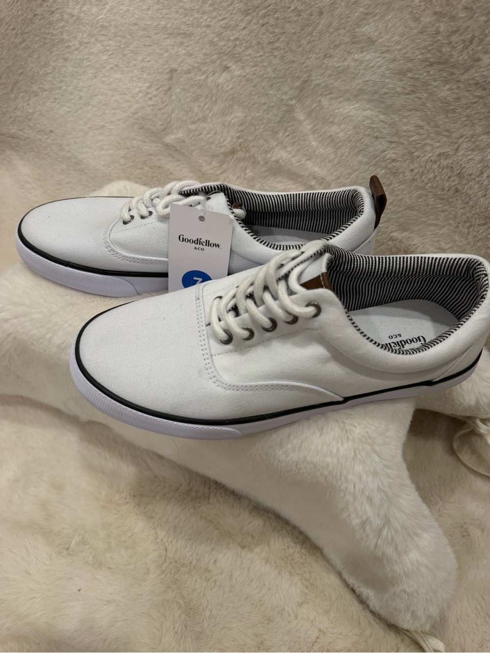 Goodfellow & Co White Canvas Low-Top Sneakers with Black Trim